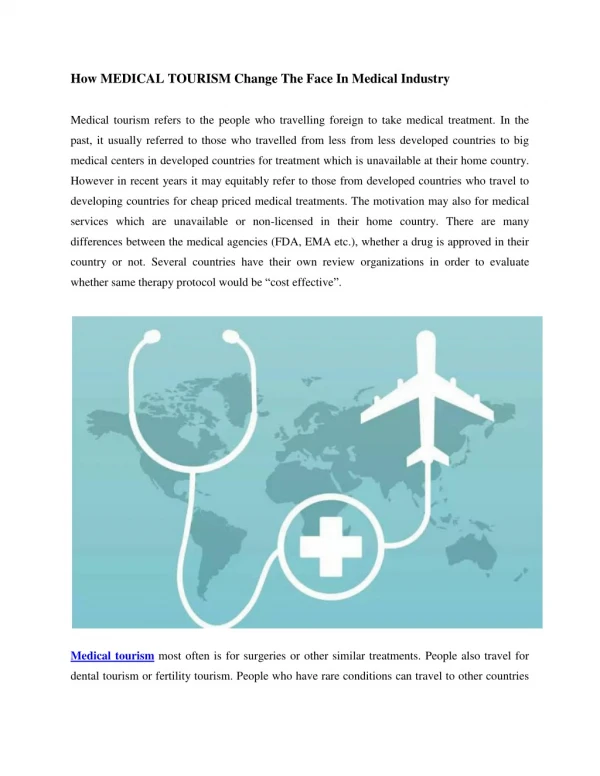 How MEDICAL TOURISM Change The Face In Medical Industry