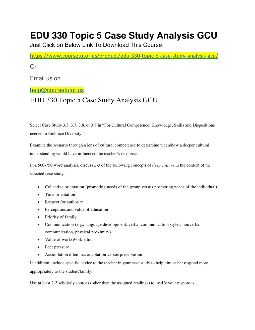 edu 330 topic 5 case study analysis gcu just