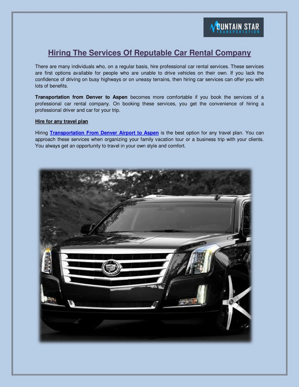 hiring the services of reputable car rental