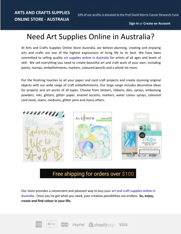 Need Art Supplies Online in Australia?