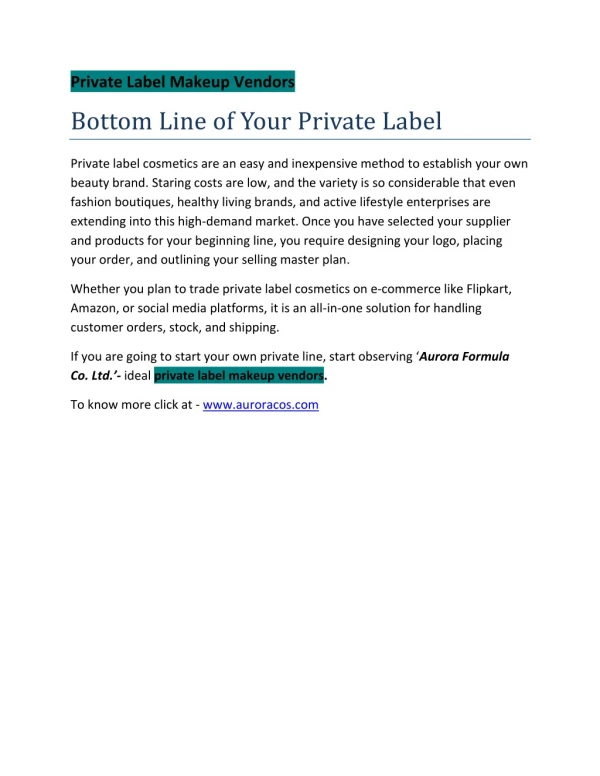 Bottom Line of Your Private Label