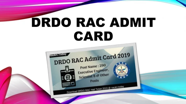 DRDO RAC Admit Card 2019 Download Call Letter for Scientist B & Others