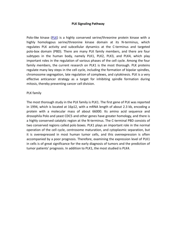 PLK Signaling Pathway