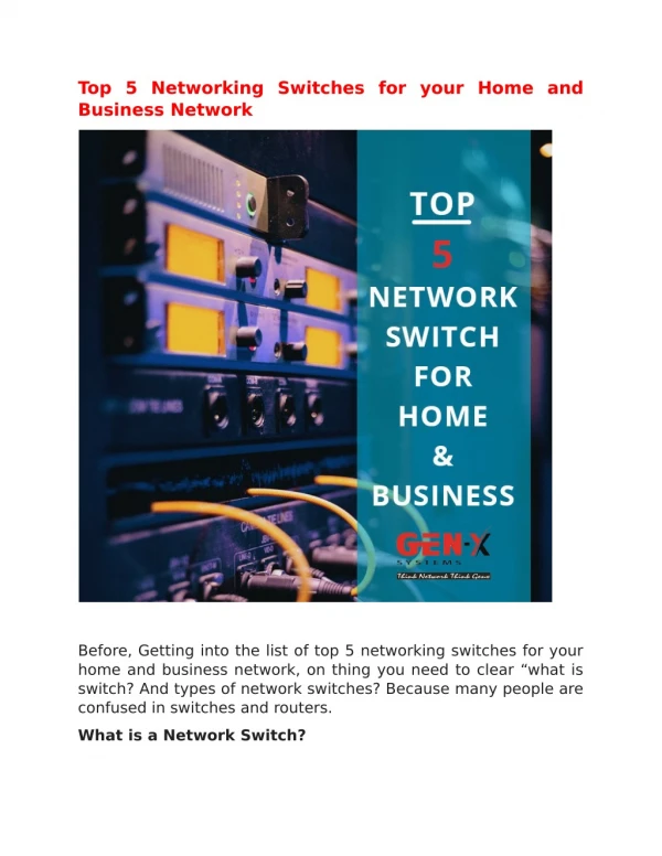 Top 5 Networking Switches for home and Business Network