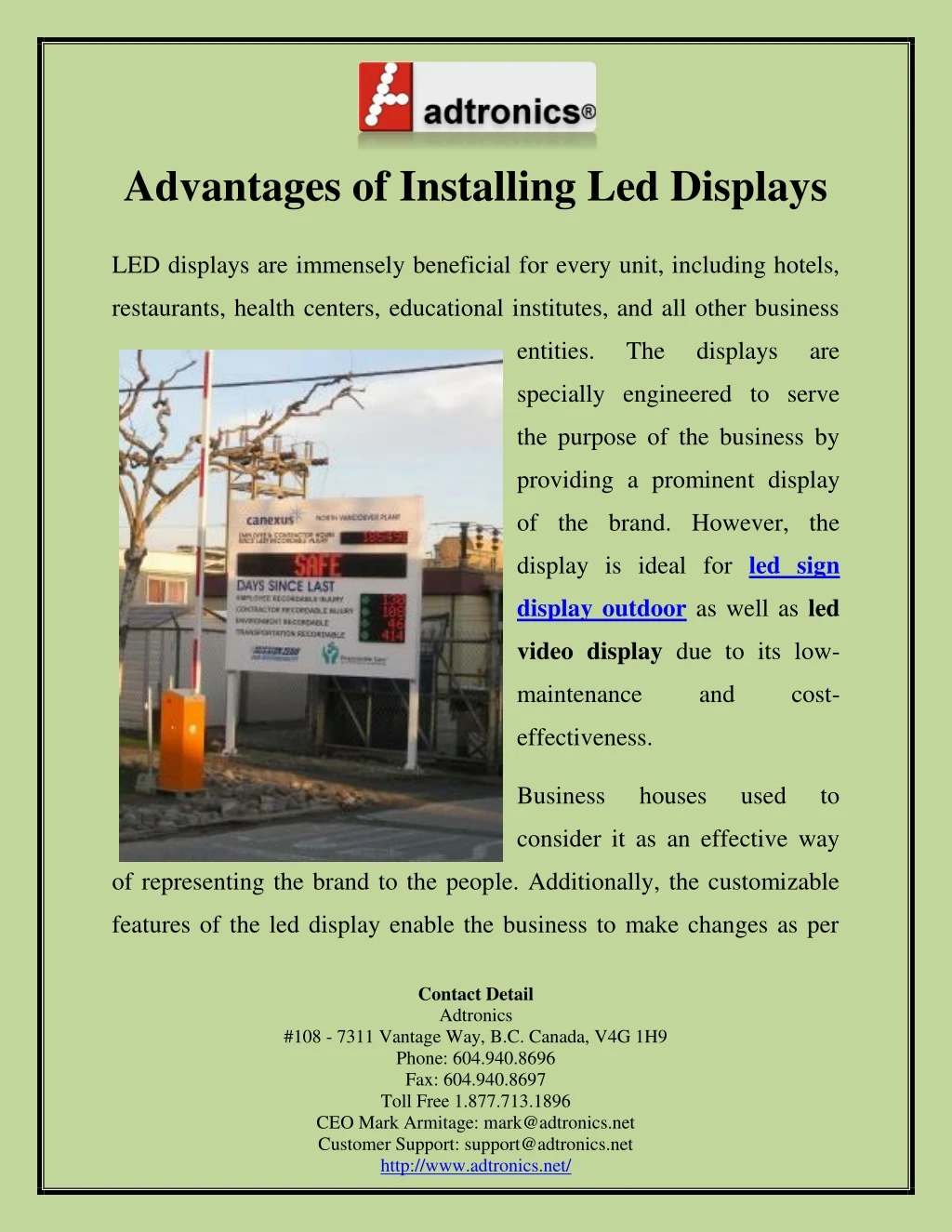 advantages of installing led displays