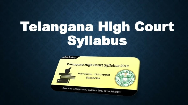 Telangana High Court Syllabus 2019 | Check Copyist Exam Pattern