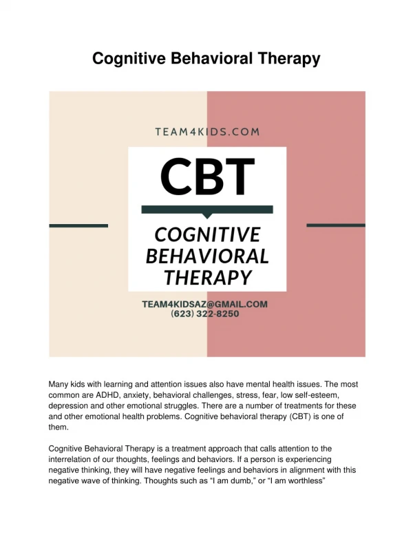 Cognitive Behavioral Therapy Near Me | Team 4 Kids Therapy