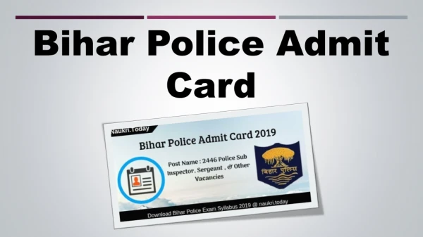 Bihar Police Admit Card 2019 Download Sub Inspector e-Admit Card