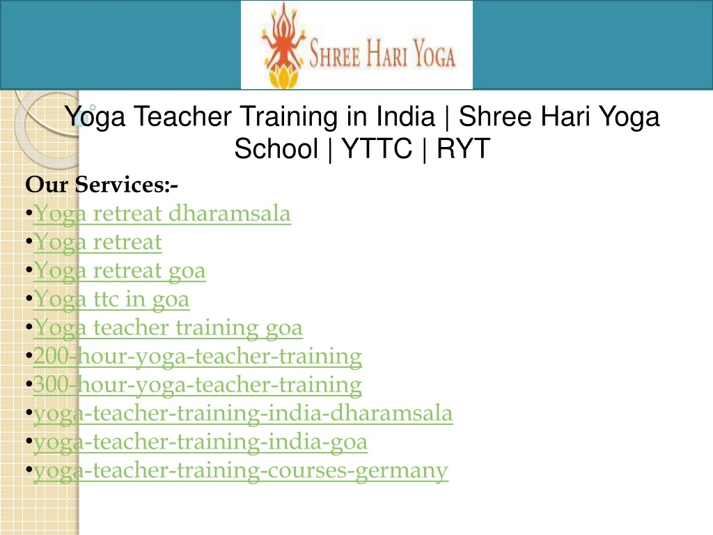 yoga teacher training in india shree hari yoga