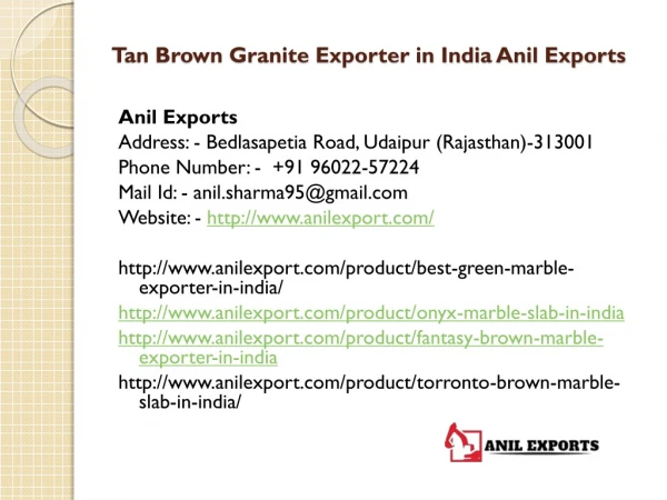 Tan Brown Granite Exporter in India Anil Exports