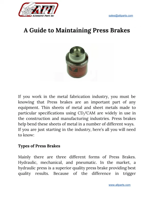 A Guide to Maintaining Press Brakes