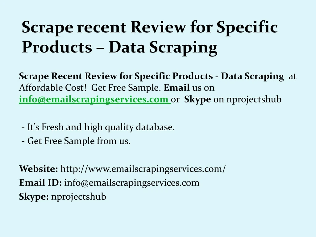 scrape recent review for specific products data scraping