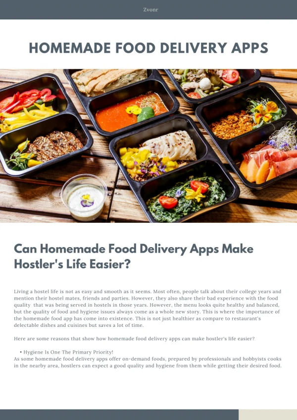 Zvonr: Can Homemade Food Delivery Apps Make Hostler's Life Easier?