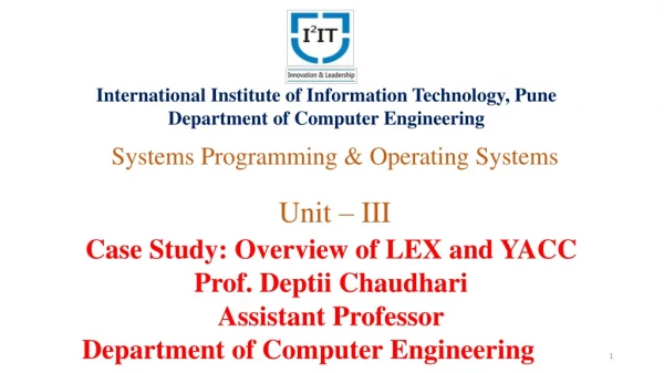 Overview of LEX and YACC - Department of Computer Engineering