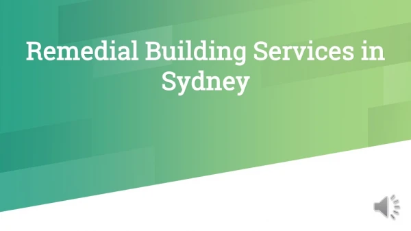 Remedial Building Services in Sydney