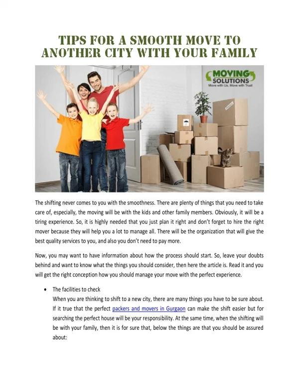 Tips for a smooth move to another city with your family
