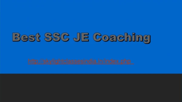 Best SSC JE Coaching