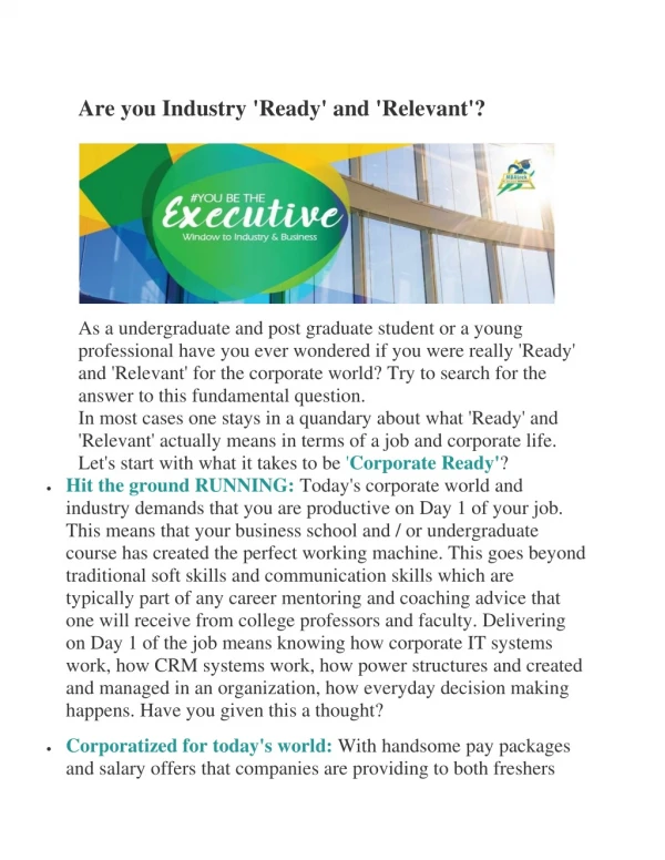 Are you industry 'ready' and 'relevant'