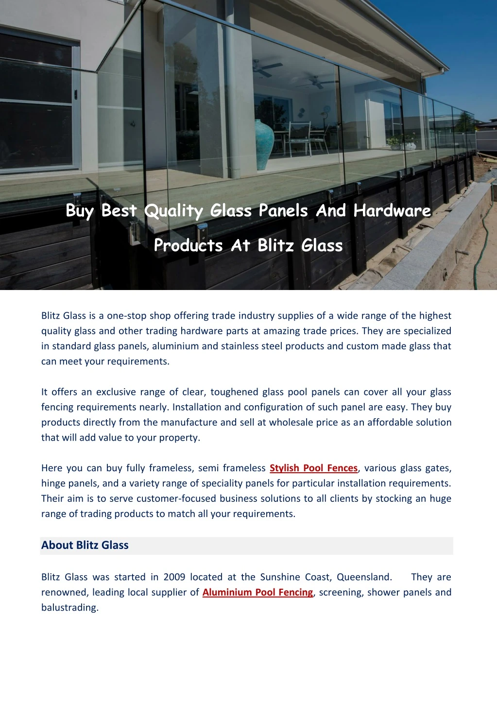 buy best quality glass panels and hardware