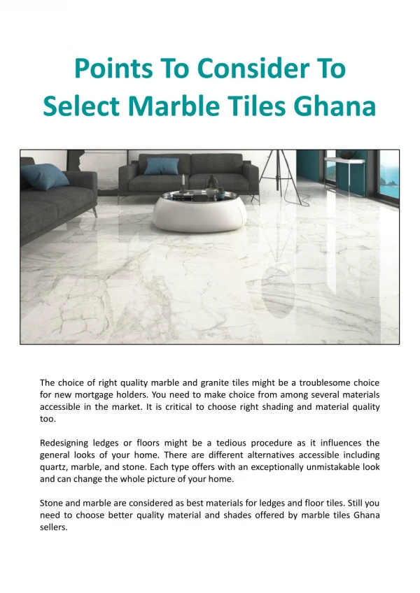 Points To Consider To Select Marble Tiles Ghana