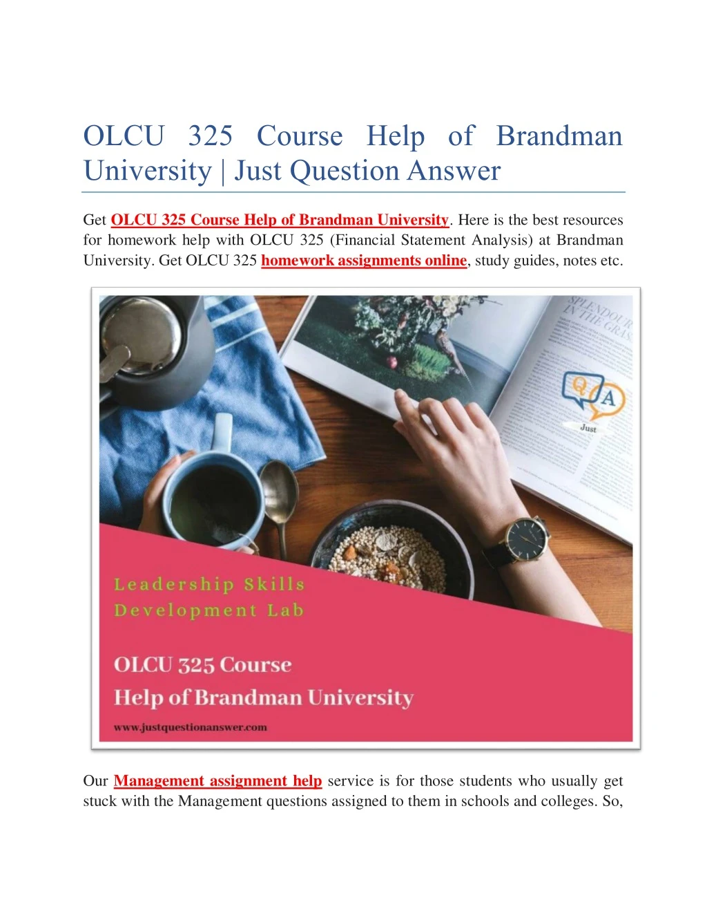 olcu 325 course help of brandman university just