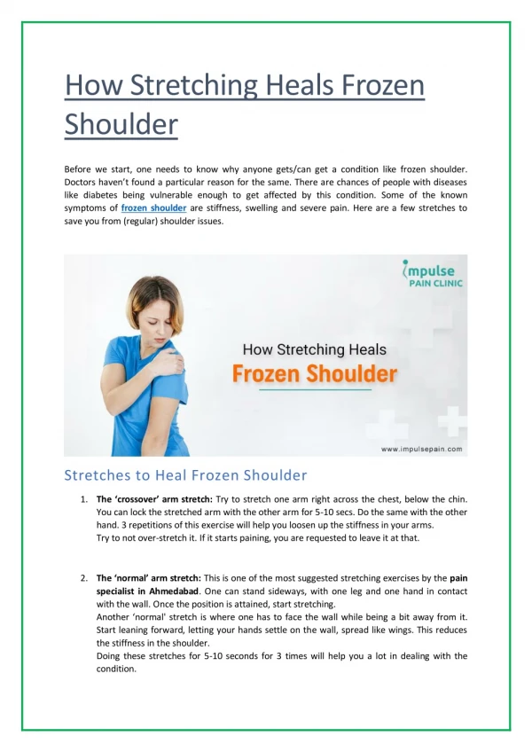 Heal Your Frozen Shoulder with Stretching Exercises