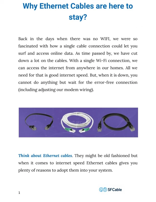 Why Ethernet Cables are here to stay?