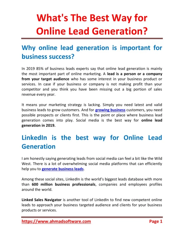 Extract online leads from LinkedIn