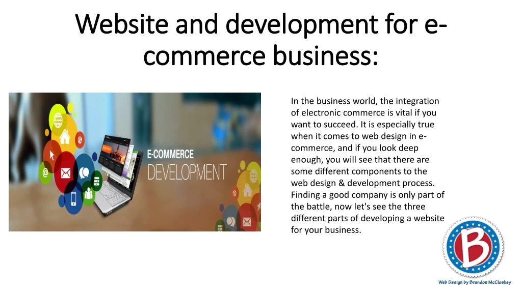 website and development for e commerce business