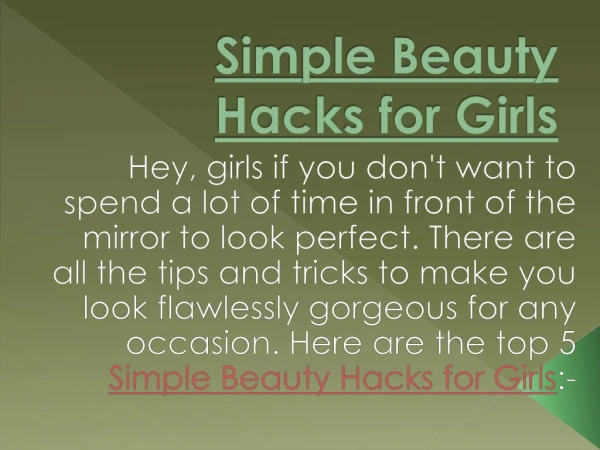 Simple Beauty Tips for Girls