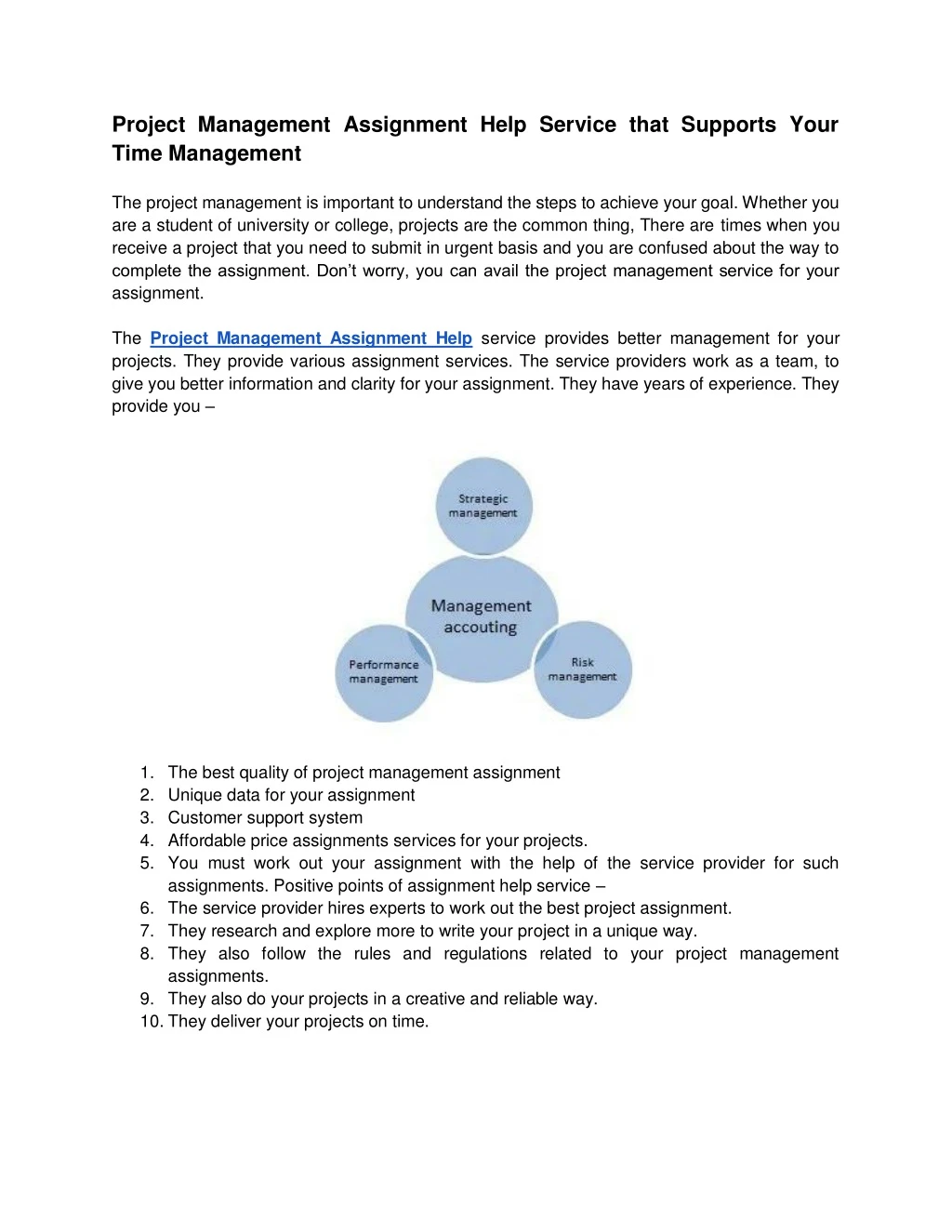 project management assignment help service that