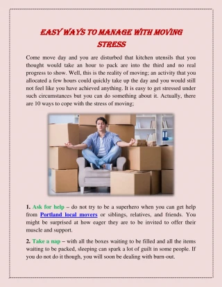 Easy Ways To Manage With Moving Stress - slide 1
