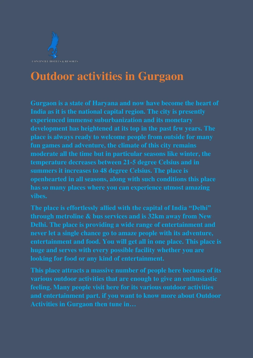 outdoor activities in gurgaon