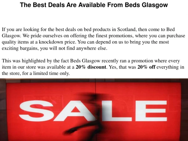 The Best Deals Are Available From Beds Glasgow