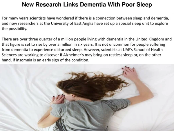 New Research Links Dementia With Poor Sleep