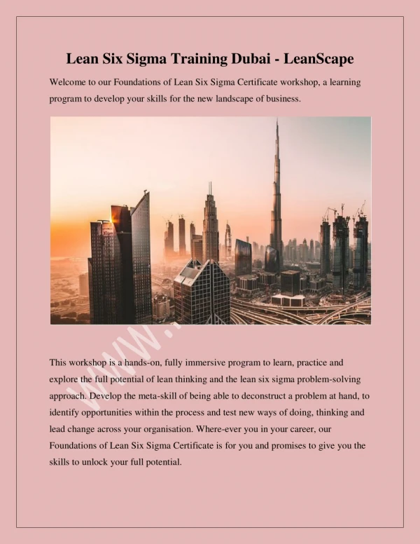 Dubai Foundations in Lean Six Sigma