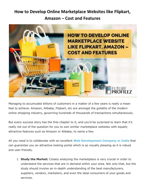 How to Develop Online Marketplace Websites like Flipkart, Amazon – Cost and Features