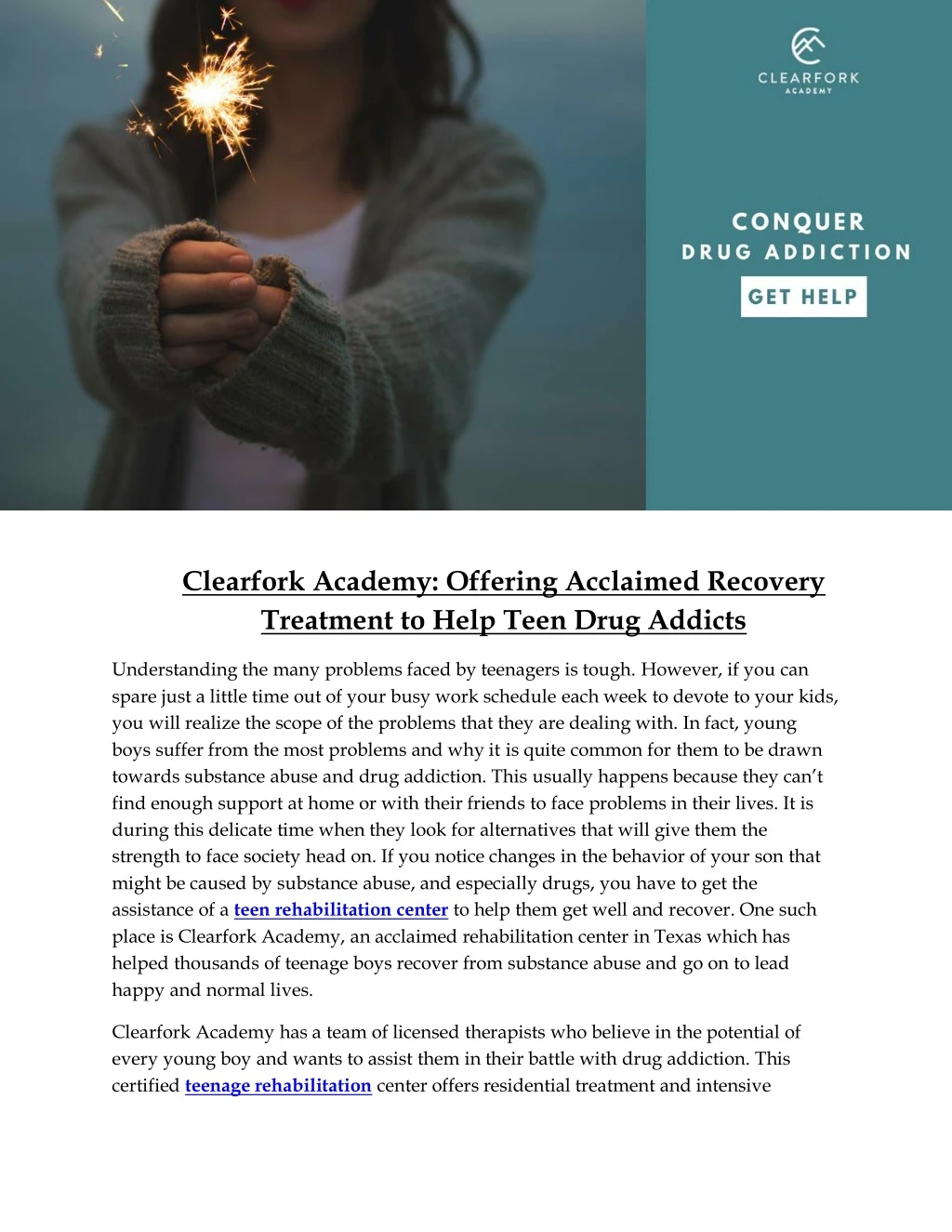 clearfork academy offering acclaimed recovery