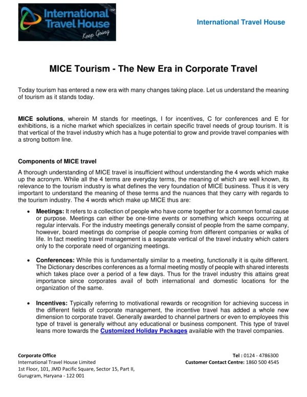 MICE Tourism - The New Era in Corporate Travel