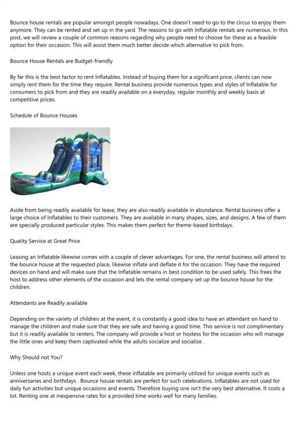 Bounce House Rentals - What to Consider