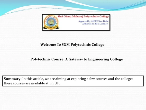 Polytechnic Course, A Gateway to Engineering College