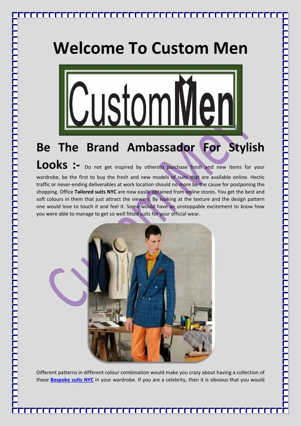 welcome to custom men