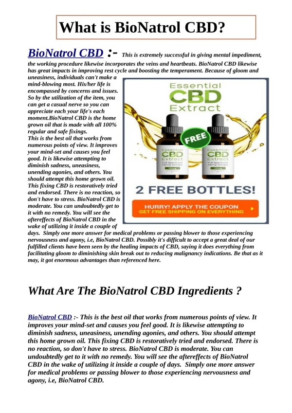 BioNatrol CBD More Important tips Read & Buy ?