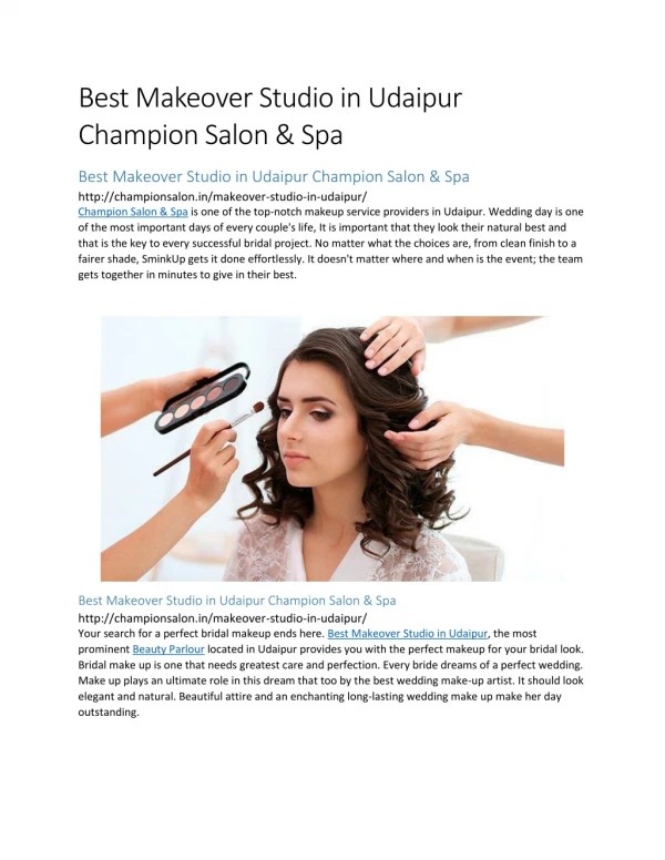 best makeover studio in udaipur champion salon spa