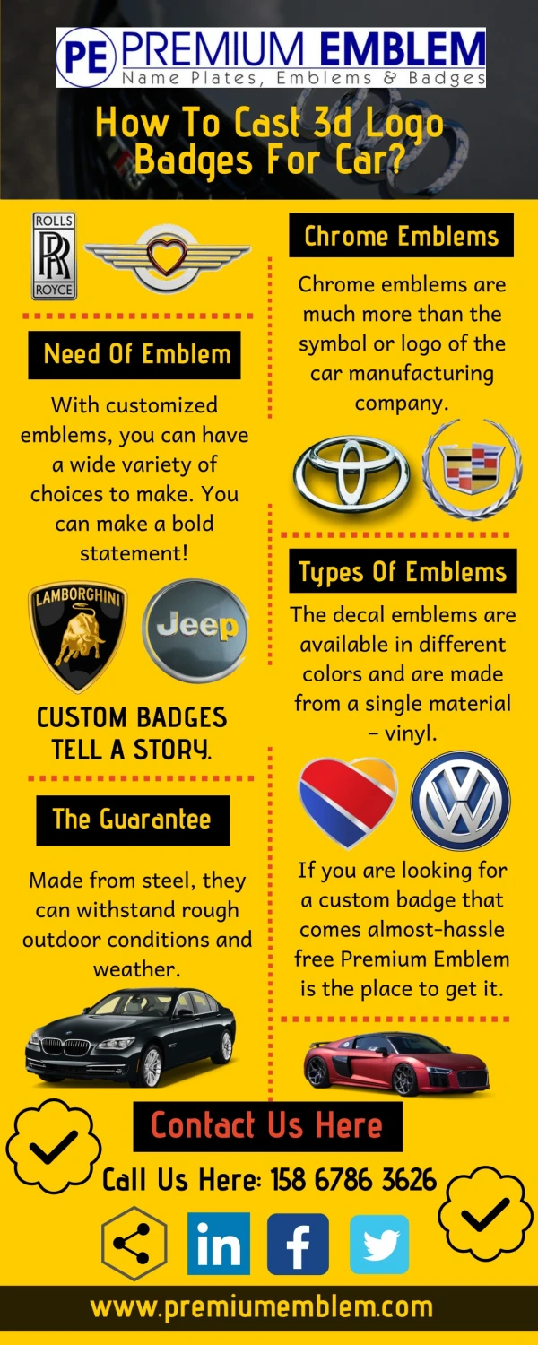 Get 3D Logo Badges For Cars - Premium Emblem Co Ltd
