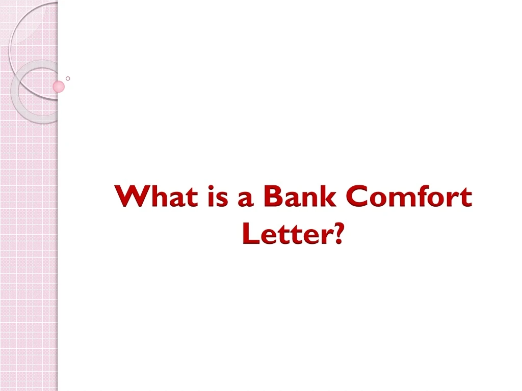 what is a bank comfort letter