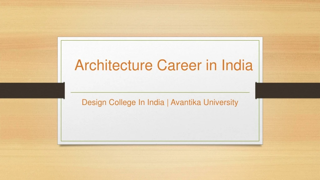 architecture career in india