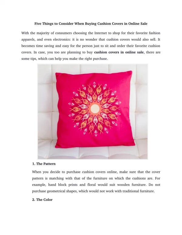 Five Things to Consider When Buying Cushion Covers in Online Sale