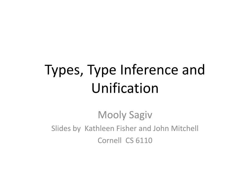 types type inference and unification
