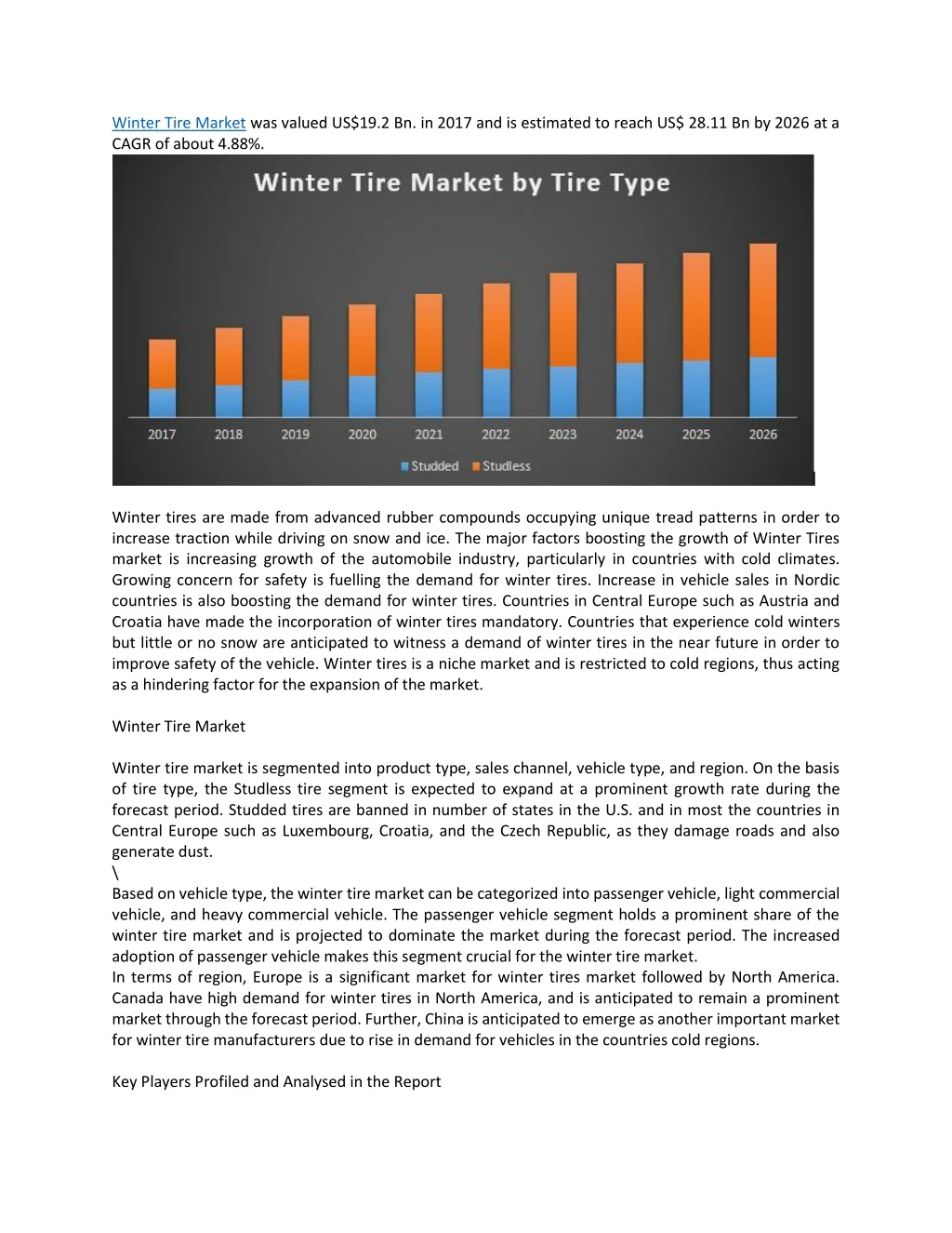 winter tire market was valued us 19 2 bn in 2017